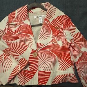 DIANE VON FURSTENBERG red and cream swing jacket size 8